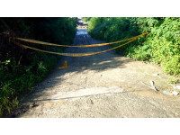 嘉縣太保市北新里牛稠溪浮水橋溪水暴漲坍方，封閉道路