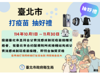 北市「公費流感及新冠疫苗健康抽好禮」加碼10萬元禮券活動延長
